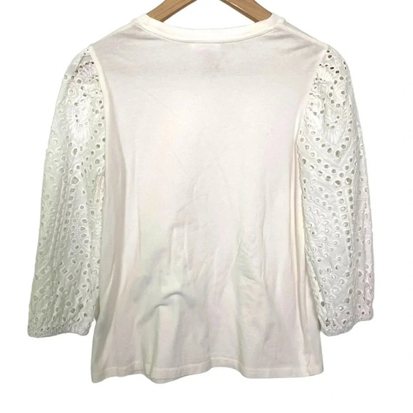 REITMANS 3/4 Puff Eyelet Sleeve Crew  Neck Top - Picture 5 of 7